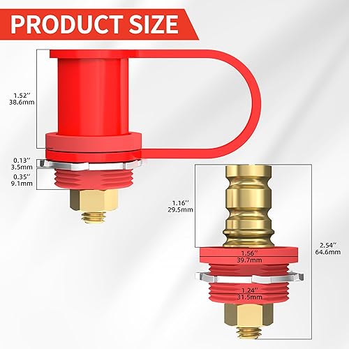 Miniatura 2 de Joinfworld Terminales de batería remotos 38 "Stud Battery Jump Post con cubierta Kit de poste de carga de batería de 250 A, cargador de batería