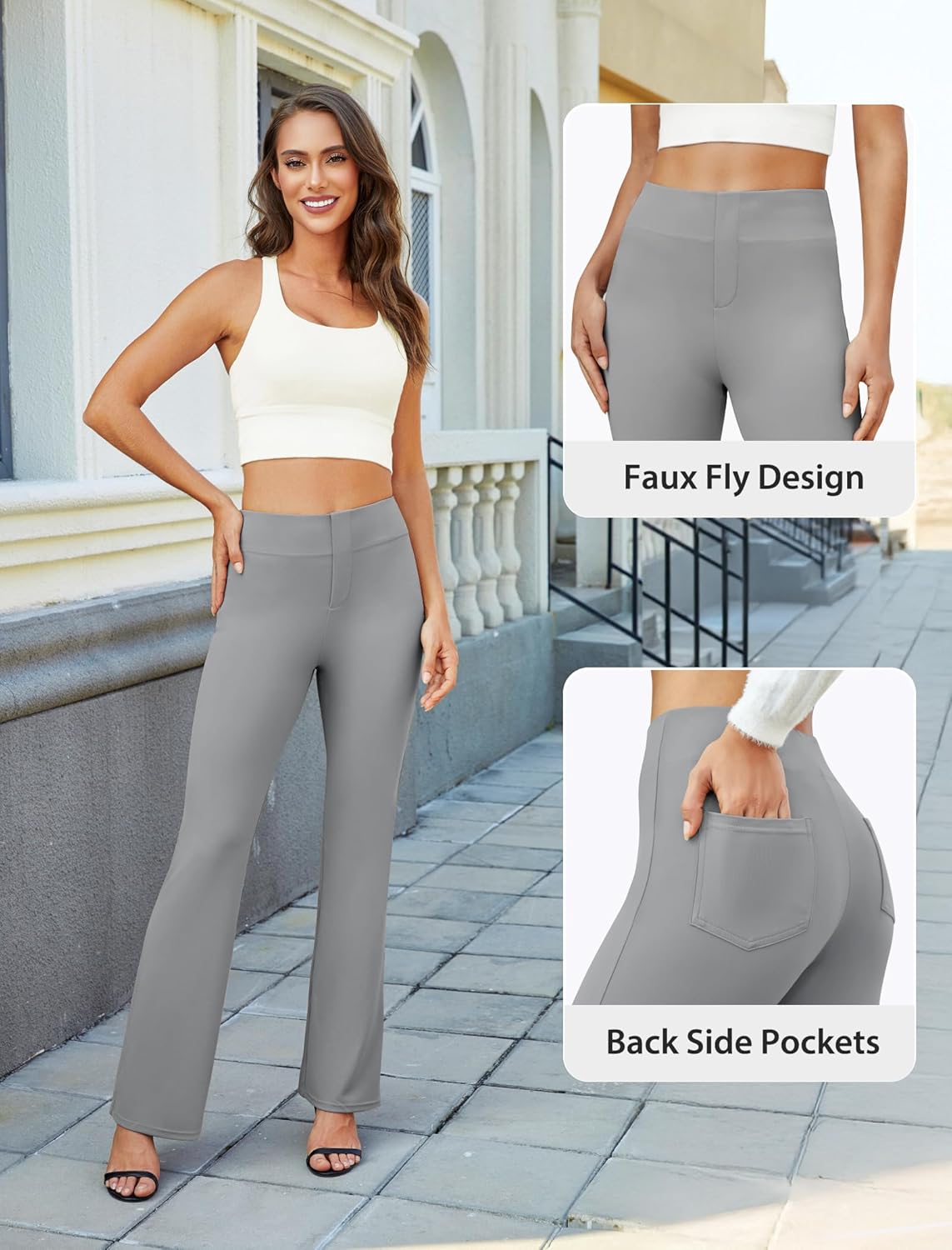 Womens Bootcut Dress Pants Business Casual Work Pants with Pockets High Waist Stretchy Trousers Pull On Office Slacks - Image 4