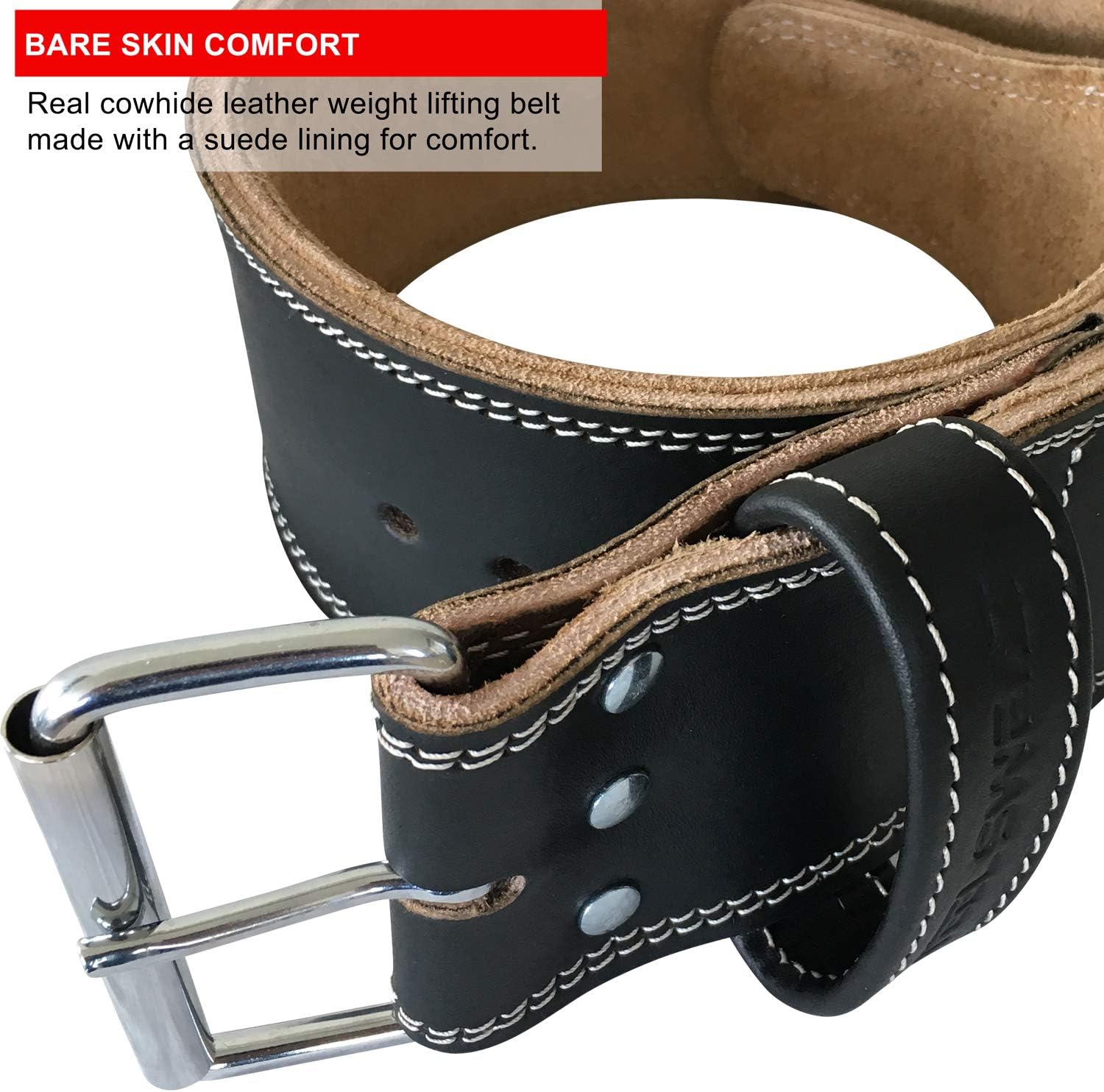 Steel Sweat Weight Lifting Belt - 4 Inches Wide by 10mm - Single Prong Powerlifting Belt That's Heavy Duty - Genuine Cowhide Leather - XX-Large Texus