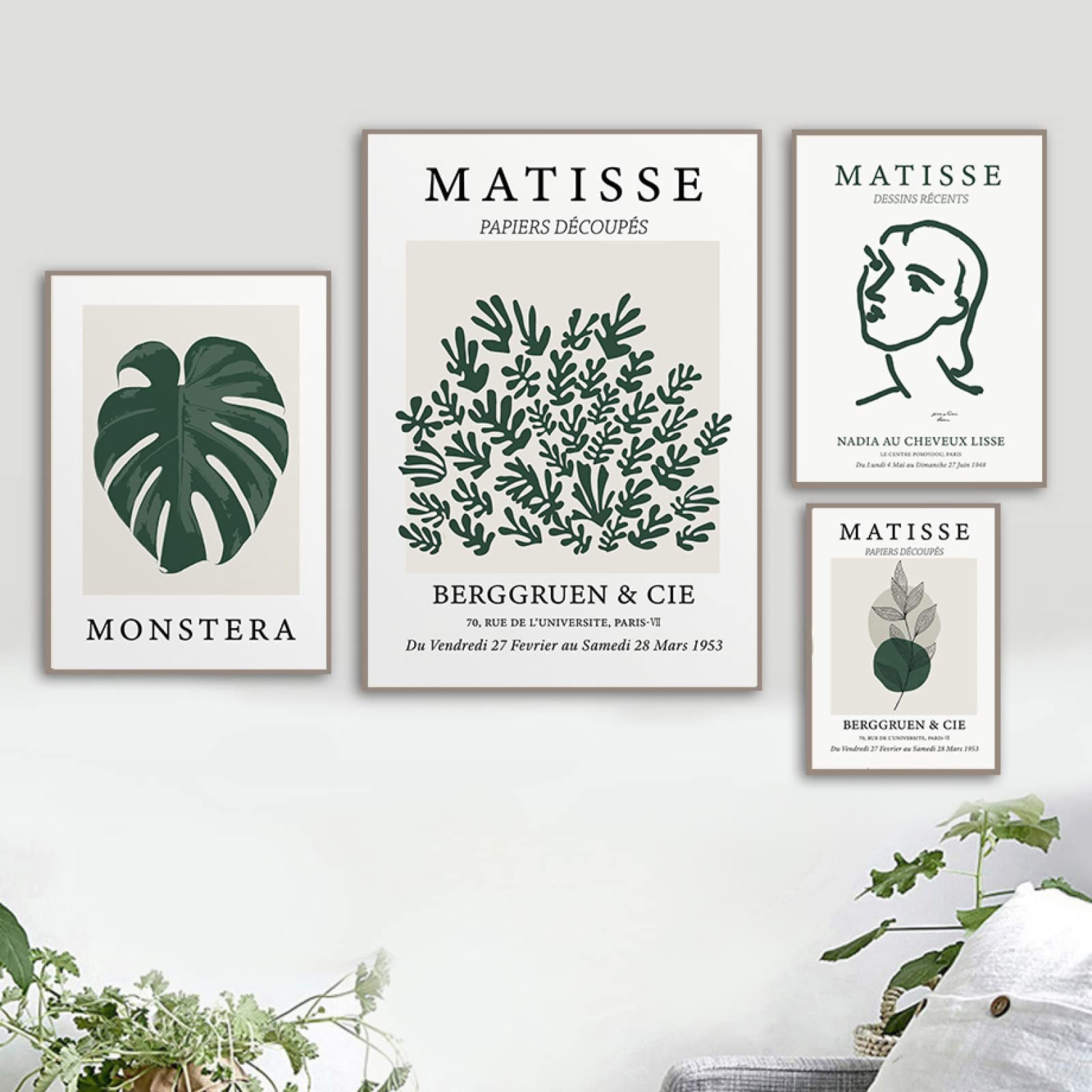 HCHKMMI Abstrakte Matisse Poster Set Grne Monstera Blatt Korallen Drucke  Malerei Galerie Kunstwerk Leinwand Wandkunst Bilder Wohnzimmer Schlafzimmer  Dekor Rahmenlos L1 : Amazon.de: Kche, Haushalt & Wohnen