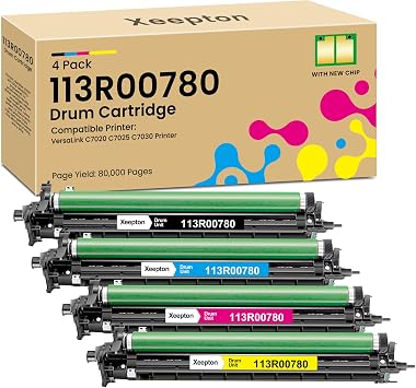 VersaLink C7020 C7025 C7030 Drum Unit Replacement for Xerox 113R00780 VersaLink C7020 C7025 C7030 Drum Cartridge for VersaLink C7020 C7025 C7030 Printer 4-Pack, Black Cyan Magenta Yellow