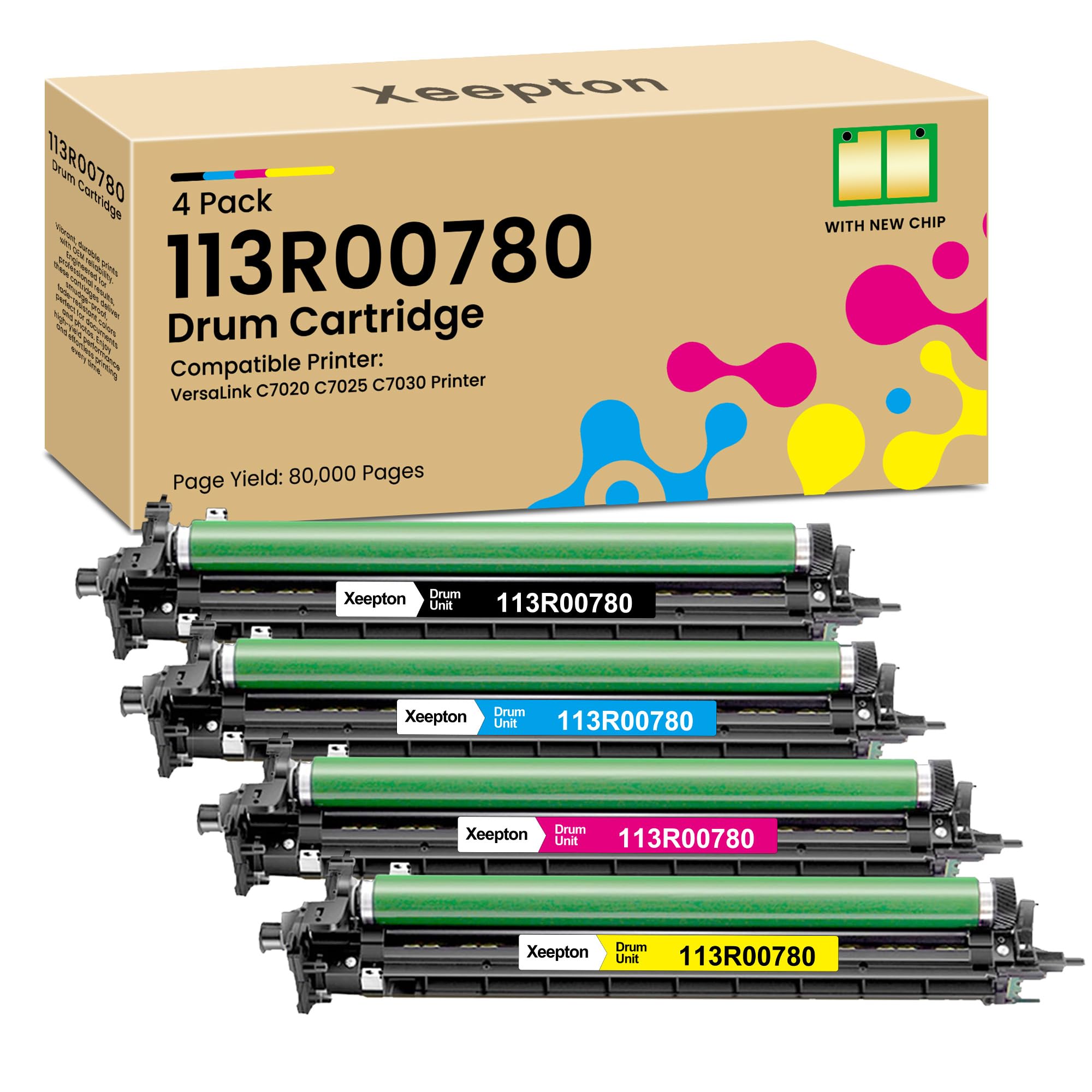 113R00780 Jednostka perkusyjna o dużej pojemności zamiennik do drukarki Xerox 113R00780 do drukarki Xerox VersaLink C7020 C7025 C7030, 4-pak C7030 zestaw perkusyjny