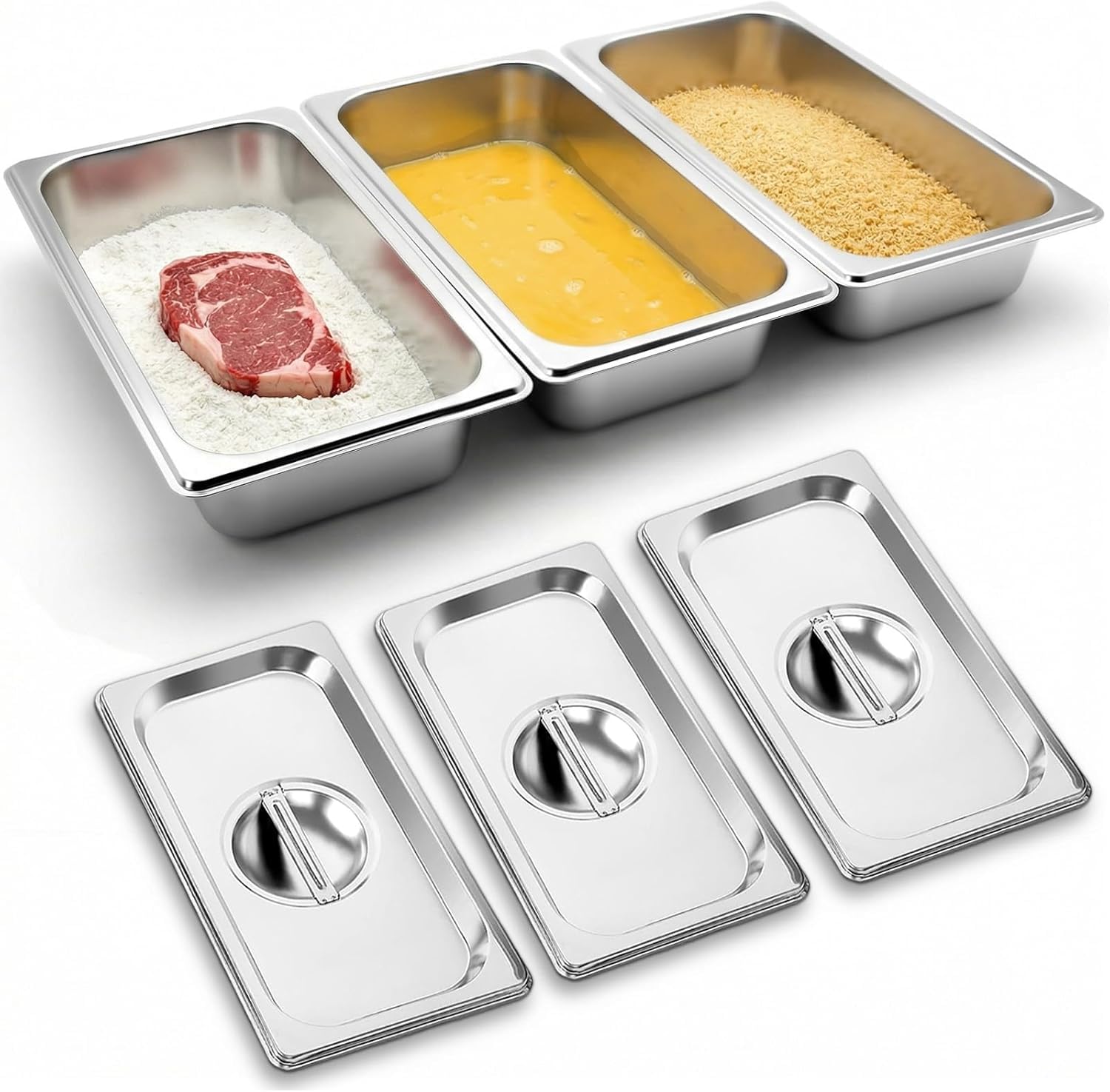 Lot de 3 Bac de Cuisson en Inox 32,5 x 17,5 x 6,5 cm Plateau Inox pour Pâtisserie Gratin Frites