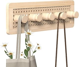 Homode Wooden Wall Hooks, Wall Mounted Coat Rack for Entryway, Boho Wood...