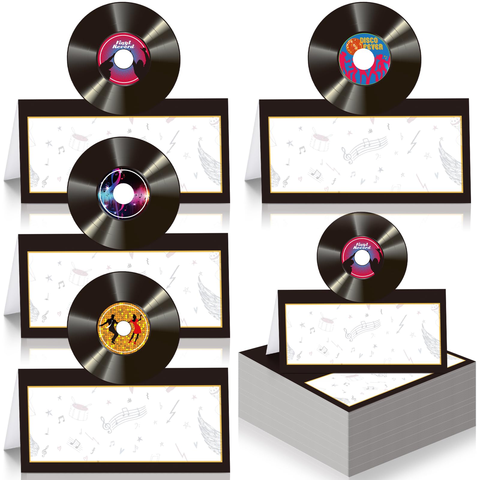 Cinnvoice 48 Pcs 50s Music Party Table Place Cards Rock and Roll Decoration