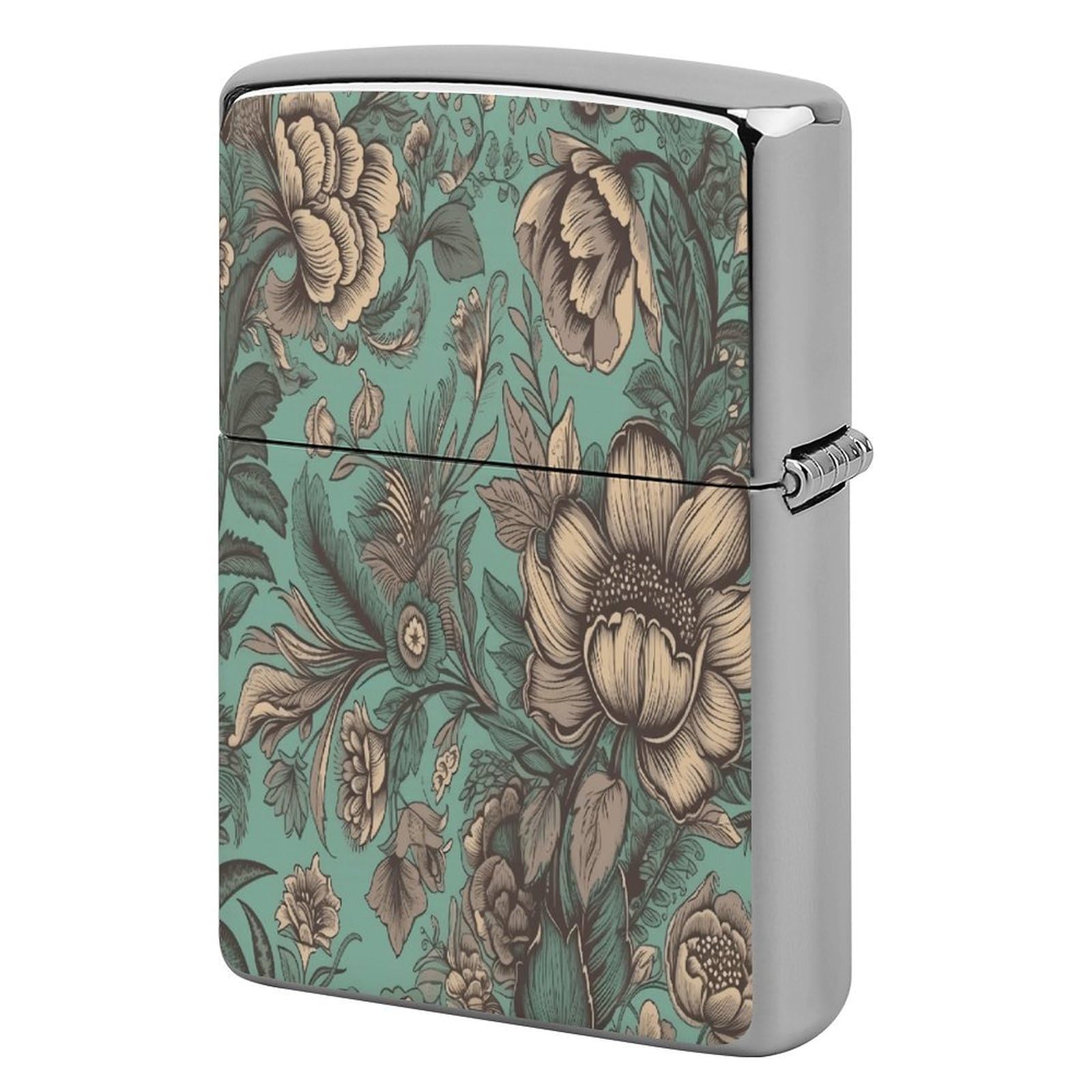 Fekiloot Style Green Flower Pictures Lighter Case Cover Lighter Holder
