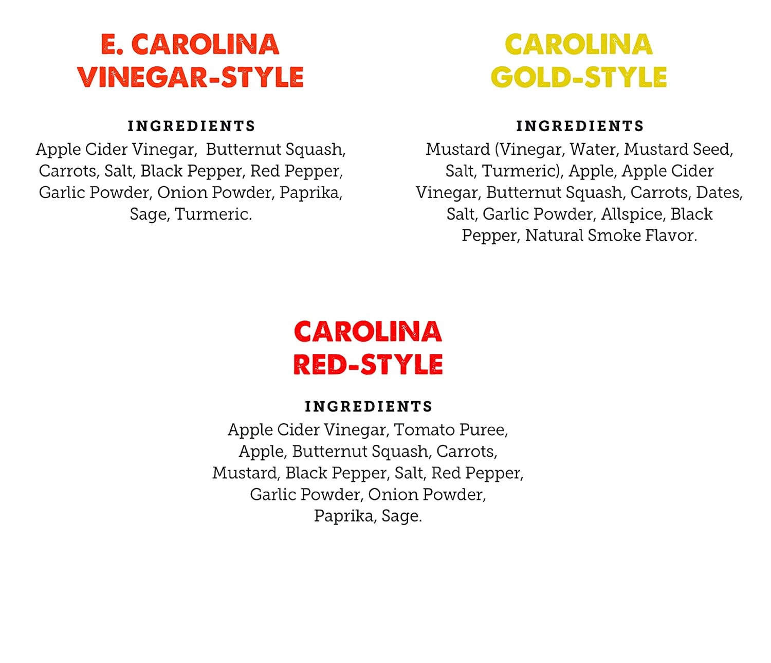 True Made Foods Pitmaster Carolina BBQ Sauce Variety Pack - Carolina Red, Carolina Gold, East Carolina Mop Sauce - Traditional, All-Natural BBQ Sauces by Pitmaster Ed Mitchell, No Sugar Added Barbecue (18 oz, 3 Pack)