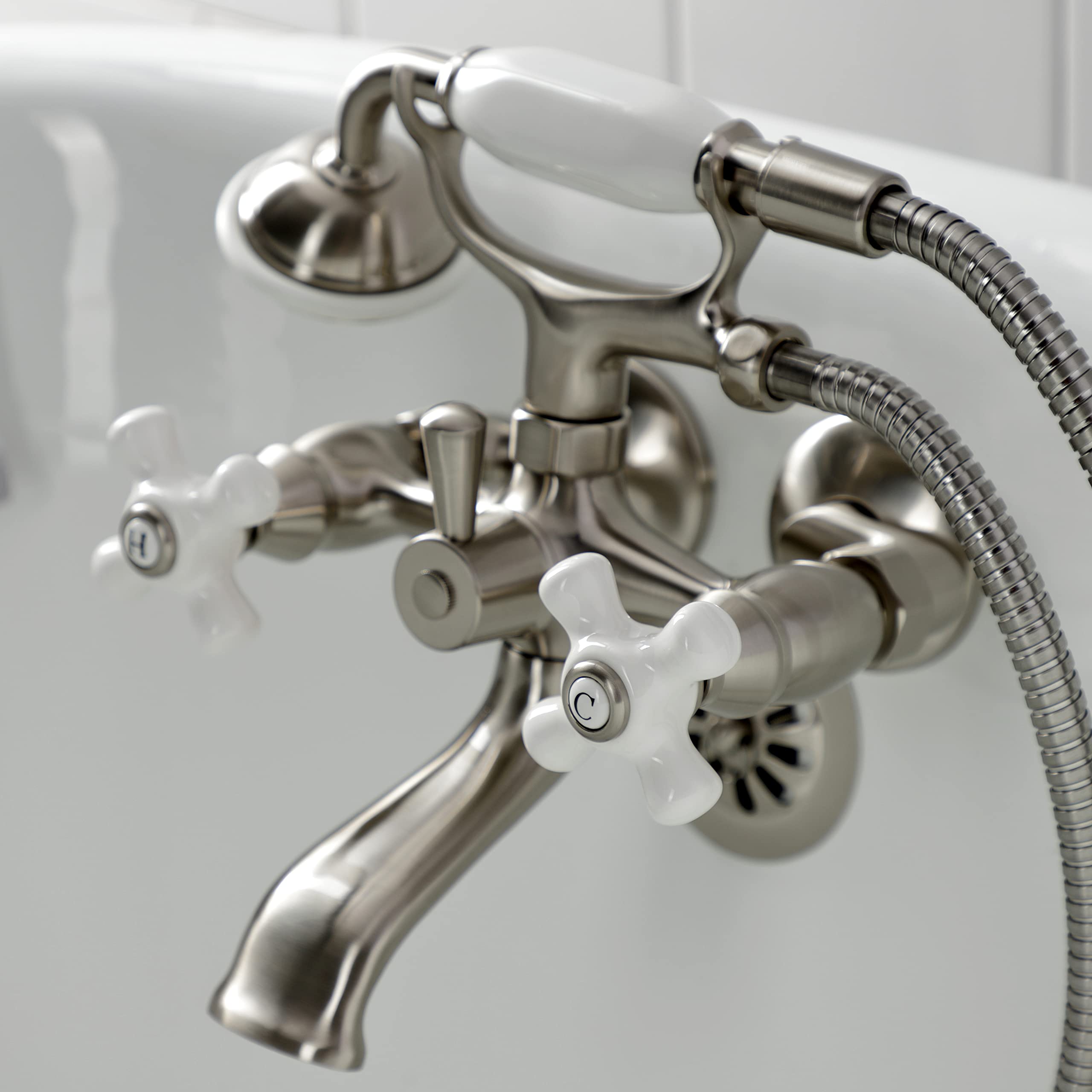 Kingston Brass KS265C Badewannen-Wasserhahn – Wandmontage, Verstellbar, Poliertes Chrom