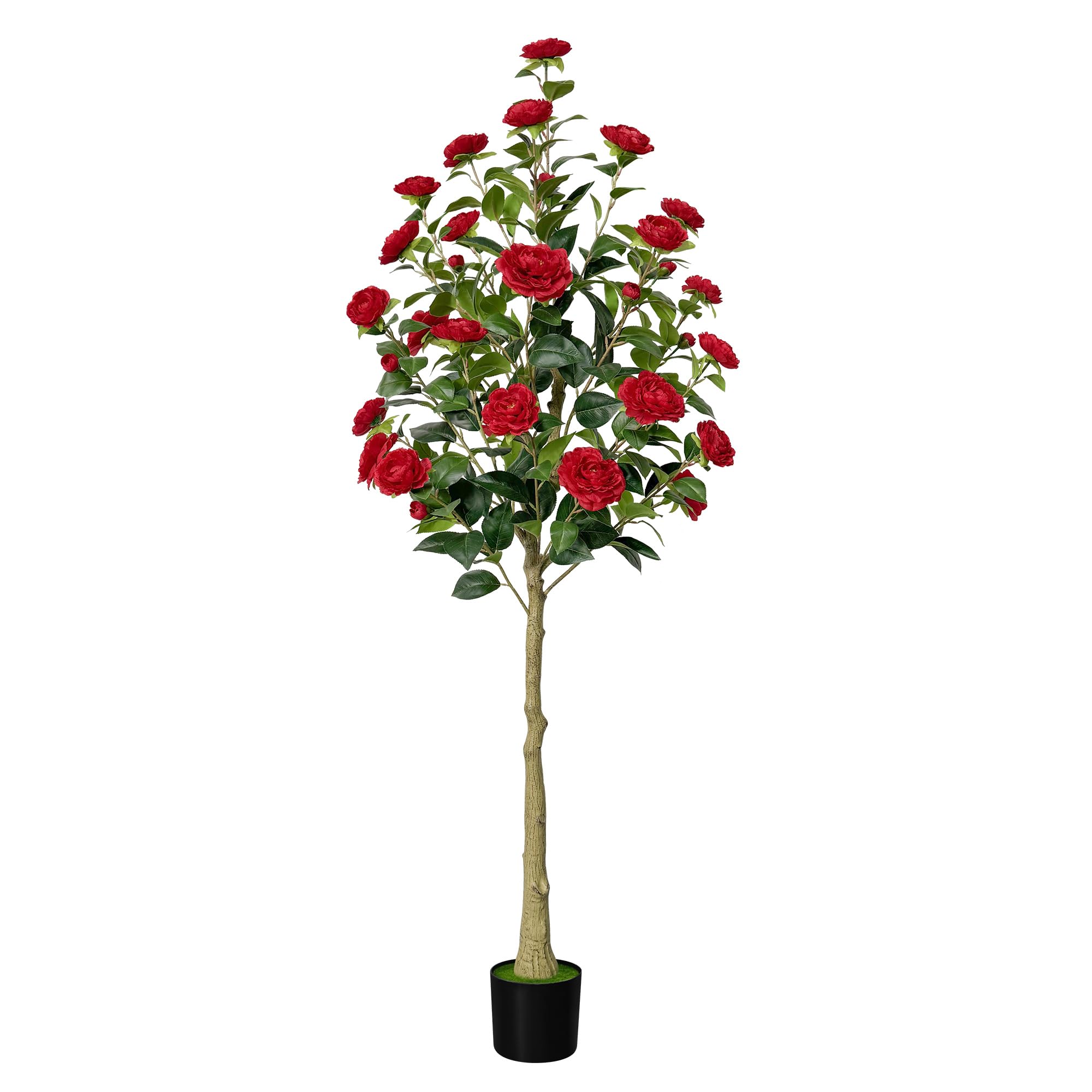 Camélia artificiel rouge 160 cm plante sans arrosage pour bureau salon