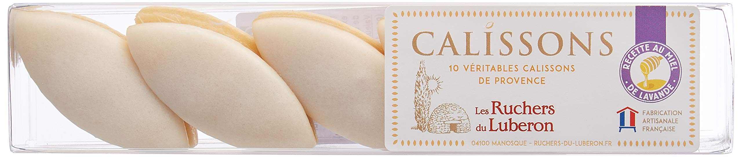 Les Ruchers du Luberon - Réglette de 10 Calissons d’Aix 115g - Recette au Miel de Lavande de Provence