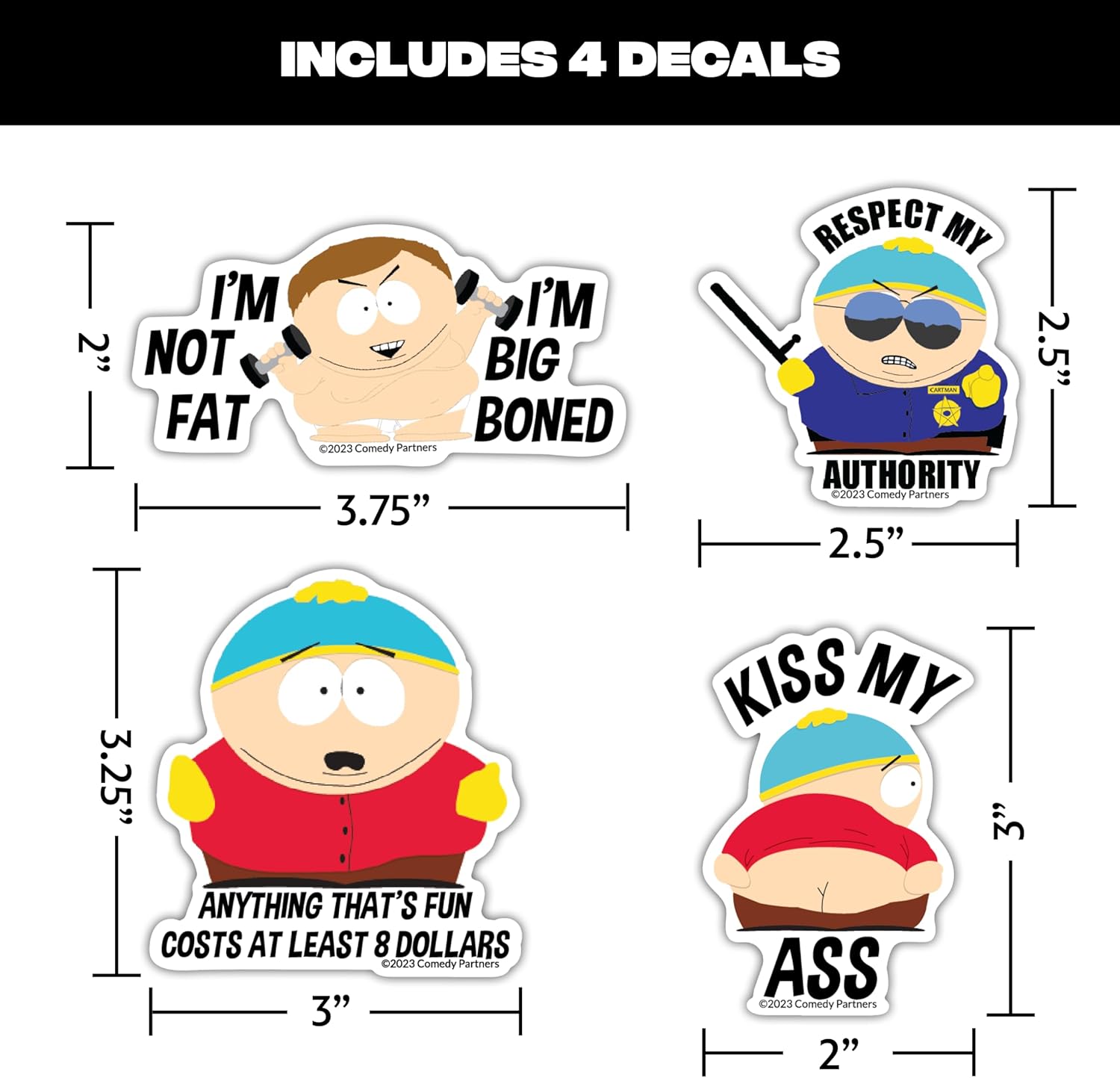 South Park Vinyl Decals - Set of 12 Waterproof Outdoor Car Stickers for Vehicle Window, Laptop, Water Bottle, Bumper Skateboard - Image 3