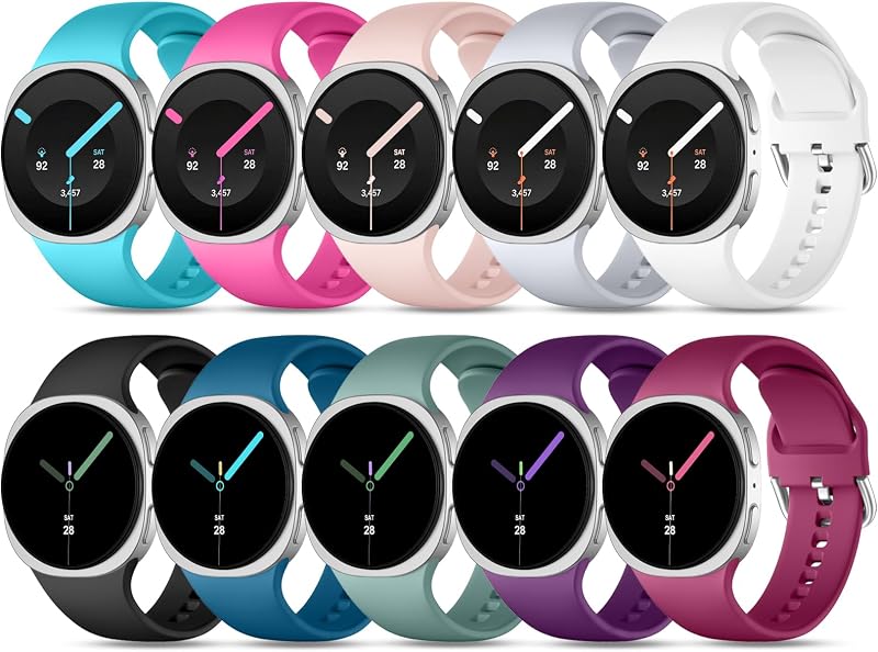 10 Pack Bands for Samsung Galaxy Watch 9/8 40mm 44mm/Watch 8 Classic 46mm | Soft Waterproof Silicone Sport Strap Women Men. Ideal for Casual, Office, Gym, Date, Swim, Workout, Sleep & Outfit Matching