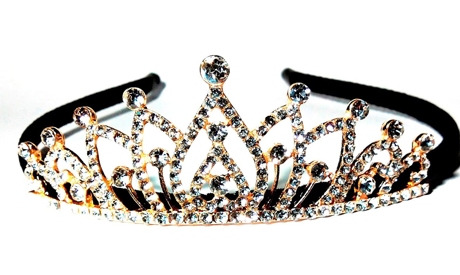 Drishti® Golden Crystal Rhinestone Princess Hair Tiara Crown for Girls and Kids (B07WWJ5Q9C) Amazon Price History, Amazon Price Tracker