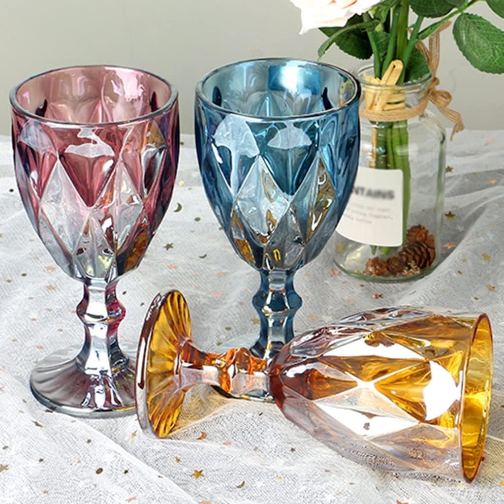Wine Glass Cups Multicolor Carved Goblet Whiskey Red Glasses 300ml Wedding Party Champagne Flutes Bar