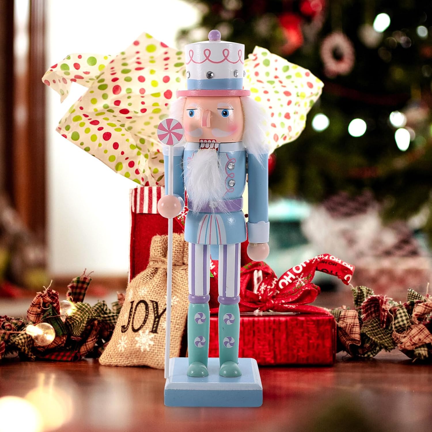 MAGICLULU Christmas Wooden Nutcracker Blue Nutcracker Figures for Holiday Party Tabletop Xmas Decoration