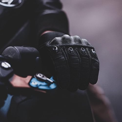 Miniatura 6 de Cierto Guantes de motocicleta para hombres y mujeres guantes tácticos para pantalla táctil con dedo completo, nudillos duros transpirables y muñeca