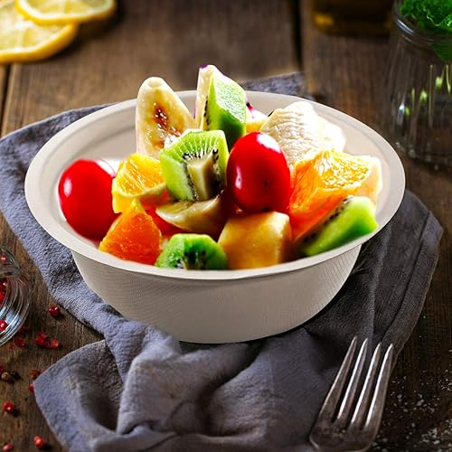 Miniatura 5 de supernal 200 cuencos de papel desechables 100% compostables, cuencos de papel, desechables, resistentes, biodegradables, juego de tazones de sopa