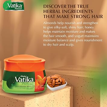 Vatika Naturals Styling Cream - Curly Hair Cream, Wavy Hair, Almond - 210ml