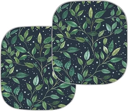 Car Windshield Sunshade Green Leaves Print Foldable Car Sun Shade Automotive Front Window Shield Blocker,Heat Insulation Protection Sunshade for Most Vehicles