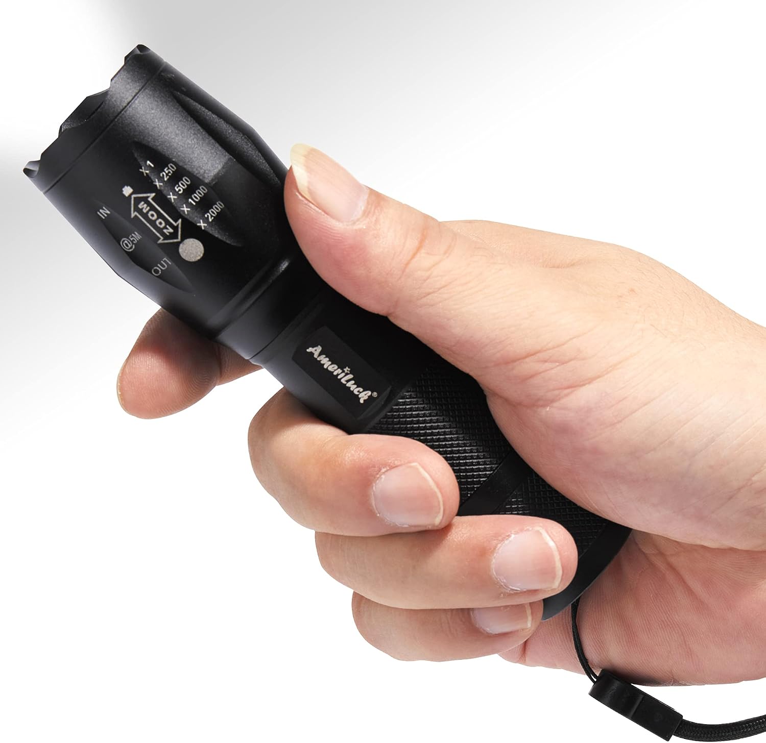 AmeriLuck Battery Powered LED Flashlight, Handheld Pocket-Sized 5", Aluminum Made Waterproof, Super Bright Zoomable with Multi Modes