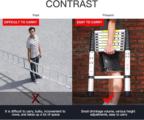 Miniatura 4 de Escaleras telescópicas (12.5 pies12.5 ft), EN131Standards Escalera de extensión de aluminio plegable multiusos