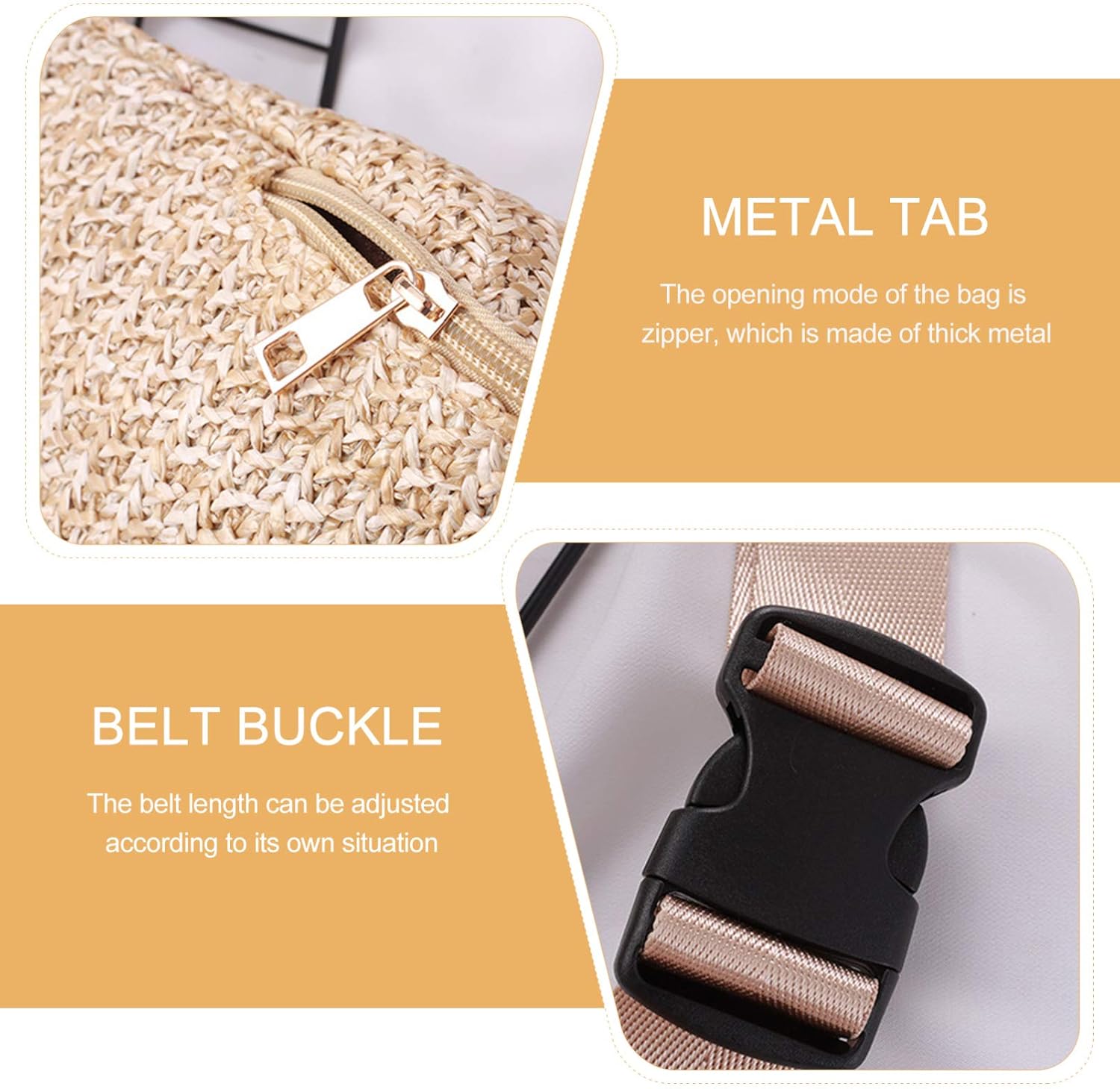 Summer Straw Fanny Pack for Women Bag Lightweight Crossbody Pouch Woven Raffia Sling Bag Travel Hip Pack - Image 7