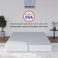 Vista 3 de Greaton, Somier resistente de 4 pulgadas para soporte de colchón, duradero y totalmente montado, base de madera natural para Queen, color blanco