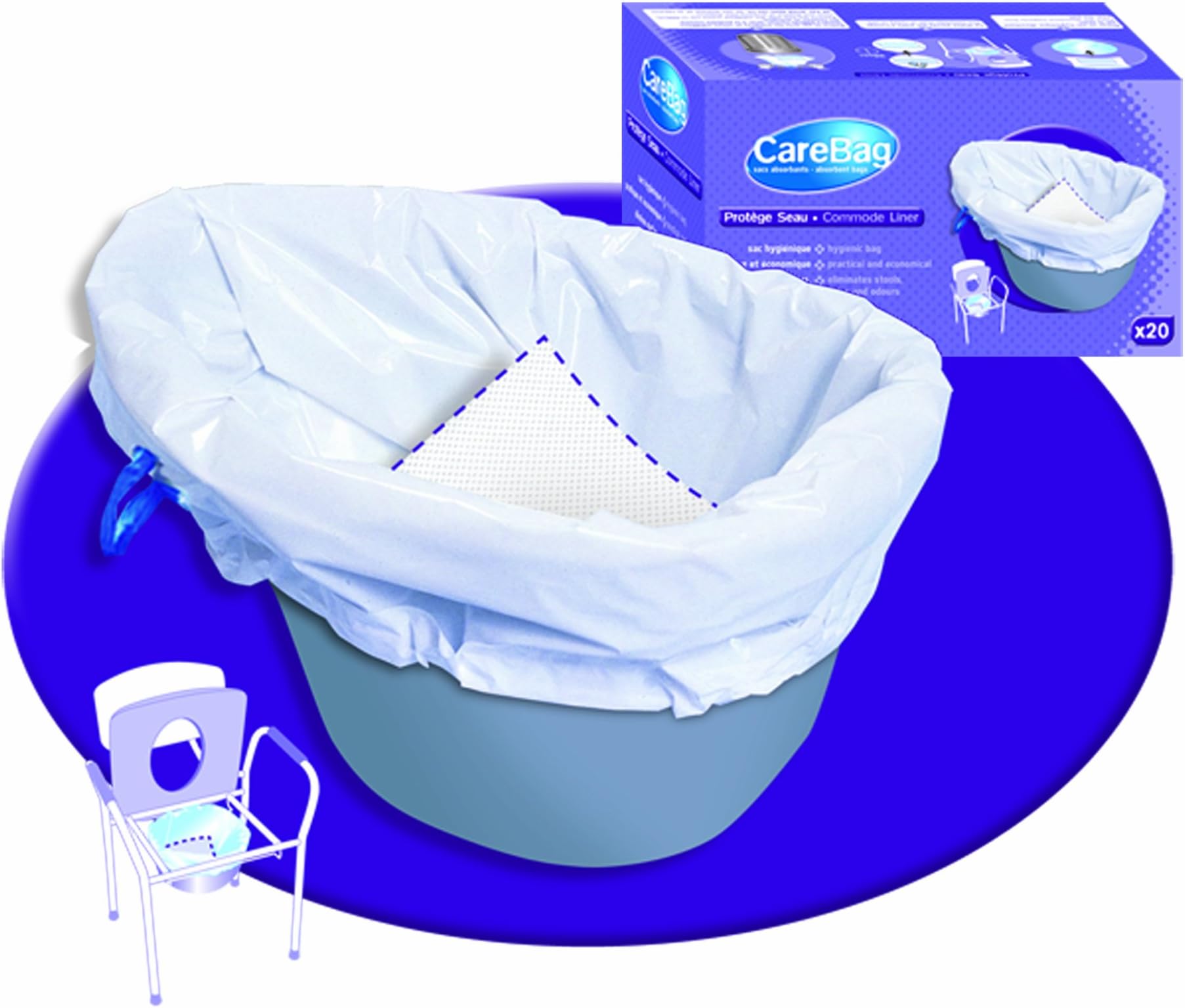 Commode Liners with Absorbent Pads for Commode Toilet Chair Bucket Bags