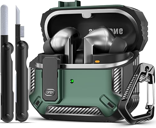Miniatura 10 de Lock Fit Diseñado para Samsung Galaxy Buds3 FE (2025) / Buds3 Pro (2024) / Funda Buds 3 (2024), con kit de limpieza Cuerpo completo Diseño de