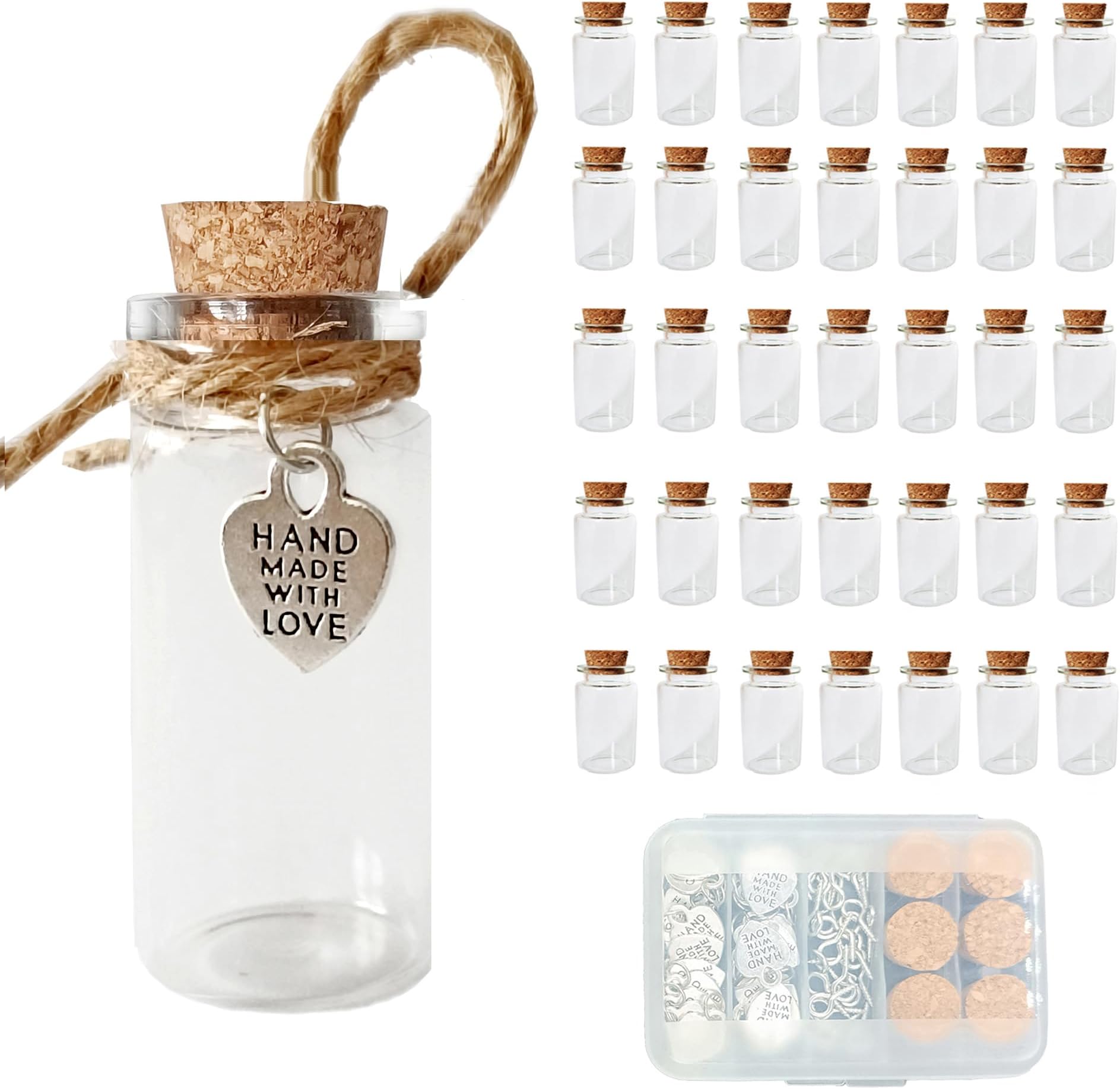 Mini Glass Bottles - 35 Pcs, 10 ml Each - Wishing Bottles Jars for Wedding Favours