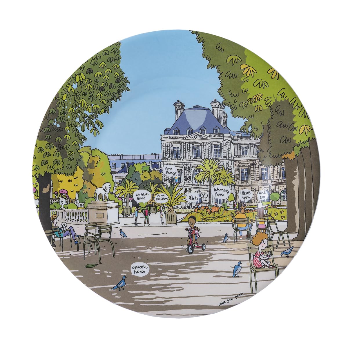 Guoml Petit Jour Luxembourg Garden Dessert Plate, Diameter 20 cm, Melamine