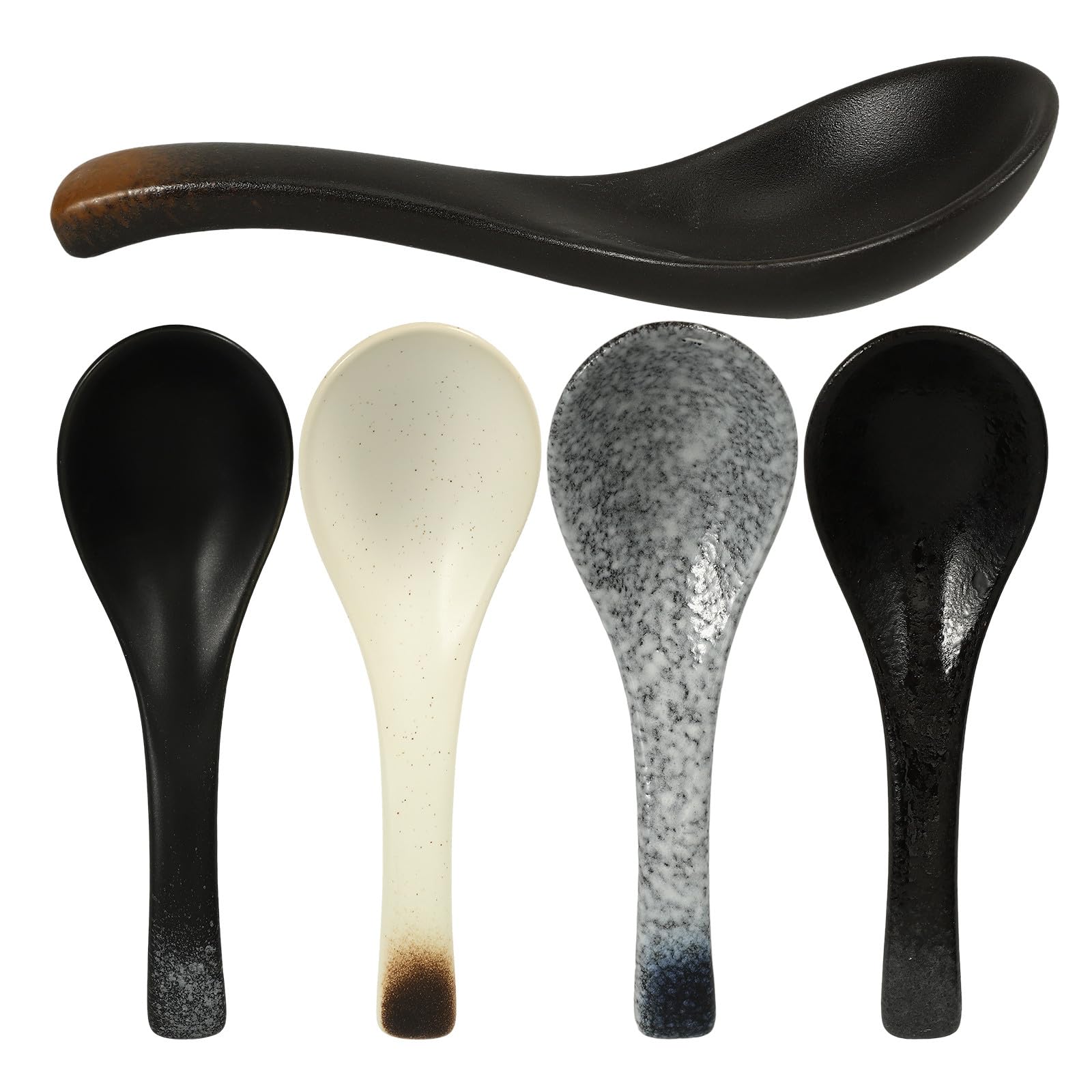 Cuillères asiatiques en céramique résistante pour soupe japonaise et ramen (lot de 5)