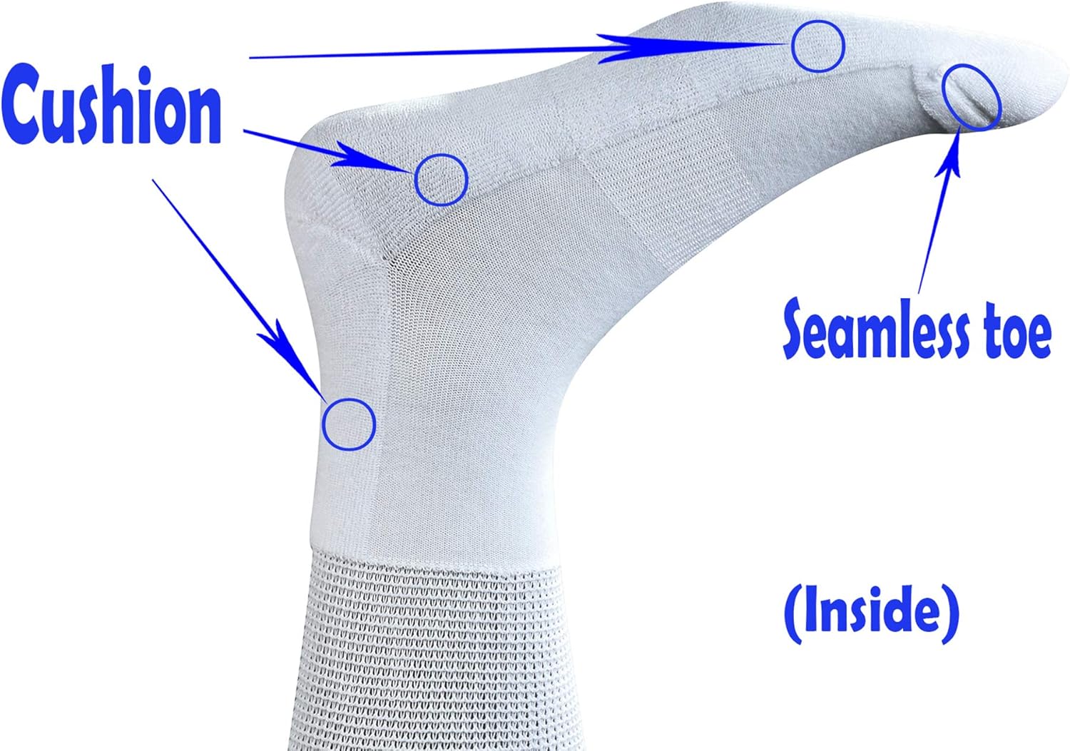 Yomandamor Mens 4 Pairs Cotton Seamless Diabetic Crew Socks with Arch Support - Image 3