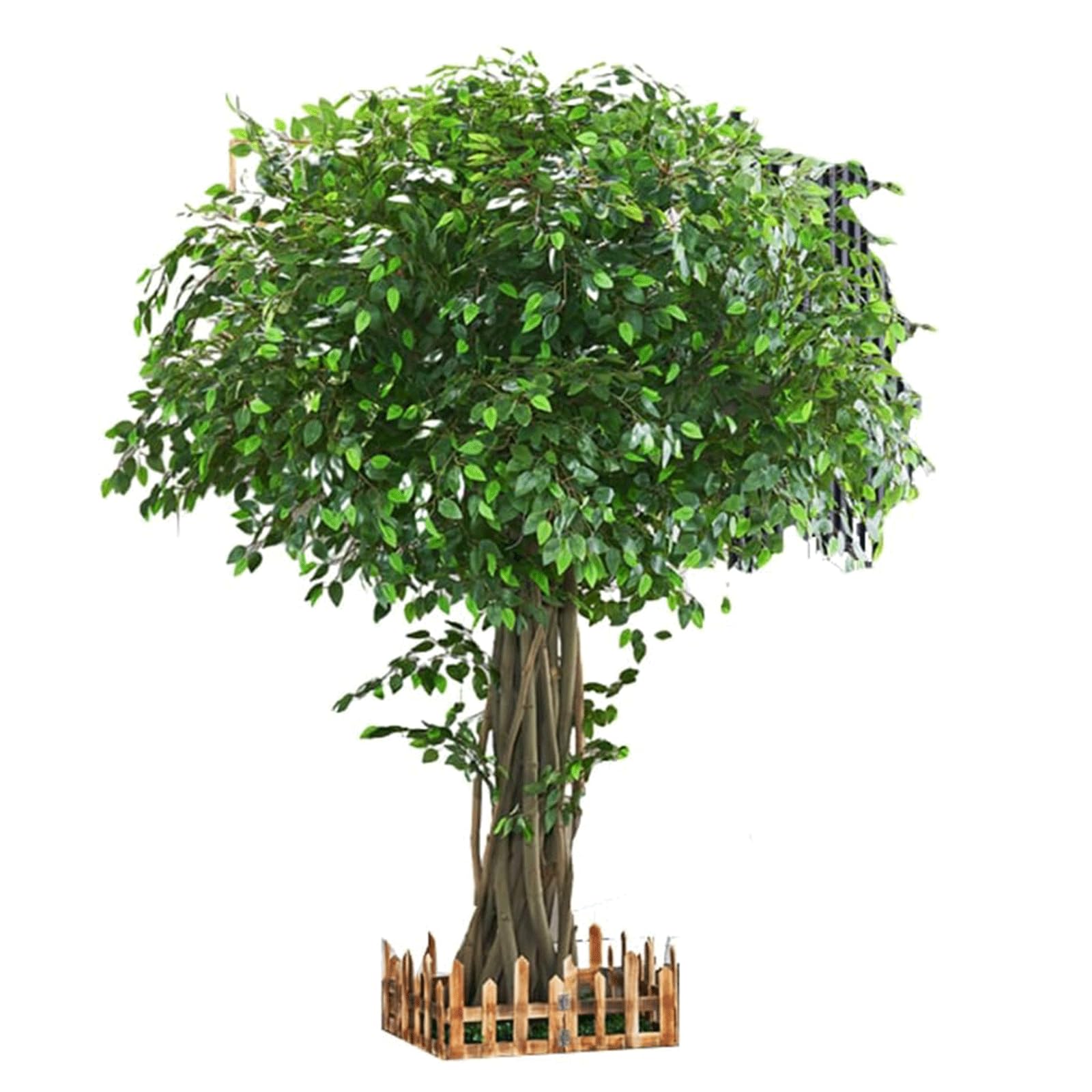 GLJTUO fake tree Simulated Banyan Tree, Fake Tree 4.9 ft Tall with Real Wood Trunk, Artificial Plants Hotel Landscaping Tree Wishing Tree Realistic Design