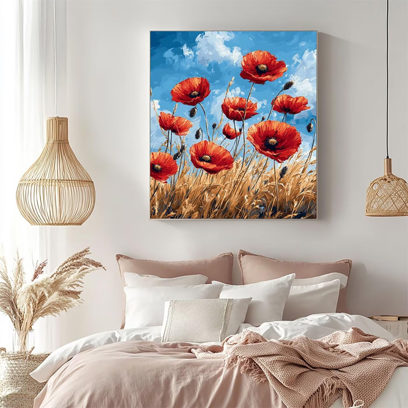 Malowanie po numerach dla dorosłych i dzieci, kwiat, malowanie po numerach dla dorosłych farbą akrylową i pędzlami, kolorowe płótno do malowania, 100 x 137 cm, materiały plastyczne do dekoracji pokoju