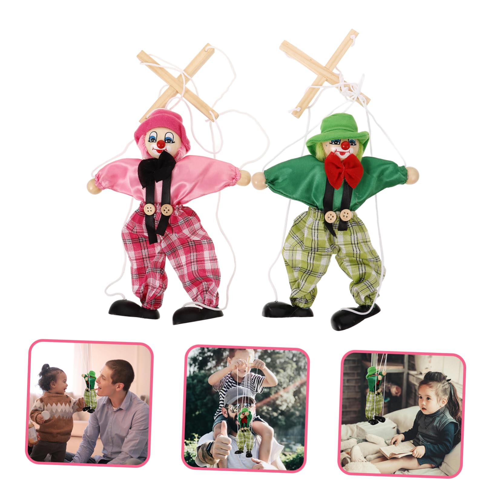 Hemobllo 2pcs Marionnettes à Ficelles Pirates en Bois et Tissu Jouets Interactifs pour Garçon et Filles et Parents Jouet Réutilisable pour Spectacle de Marionnettes et Jeux Plusieurs Styles