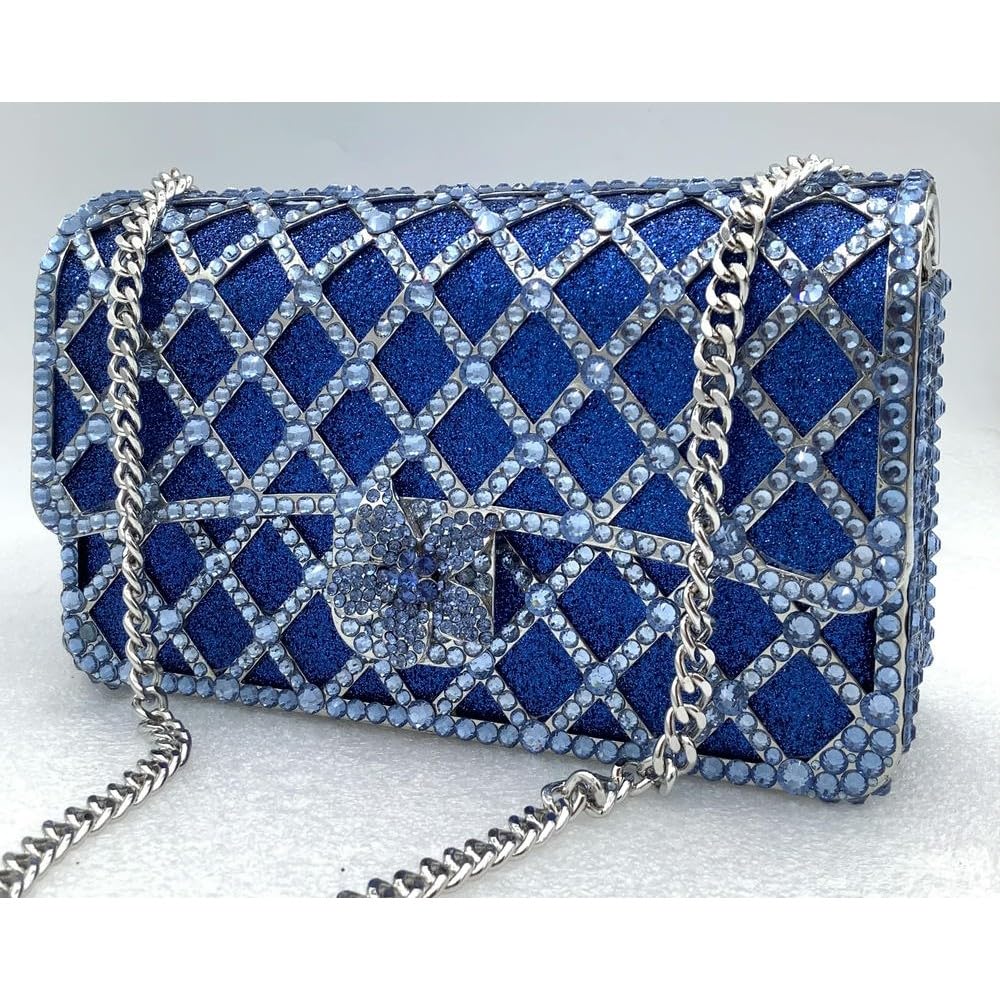 Bolsos de Mano NYSDM para Mujer, con Cadena Larga, con Diamantes, Color Naranja, Azul, Plateado y Verde, para Fiestas, Bodas, con Gemas, para el Hombro y para Bodas
