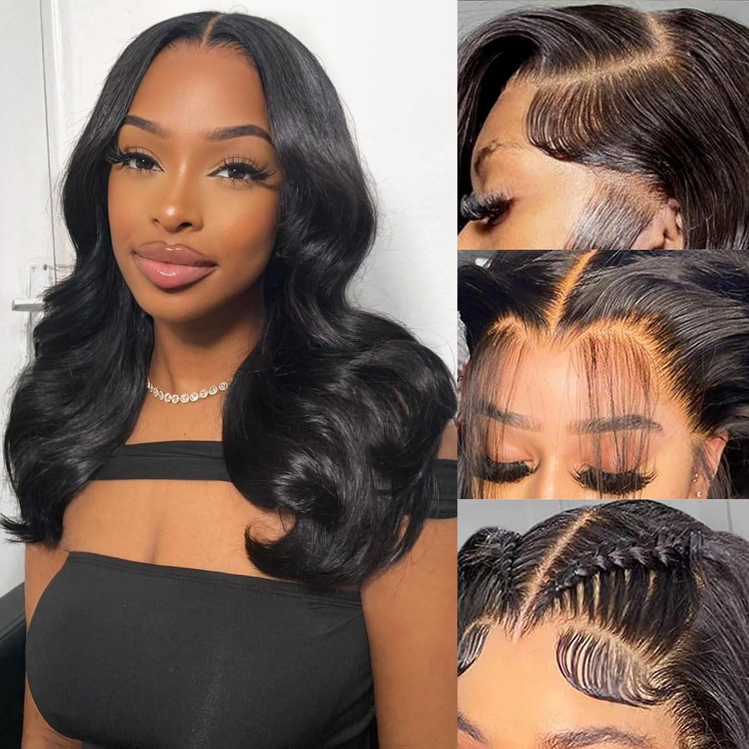 Bob Wig Human Hair 13×6 HD Lace Front Wigs Human Hair 200 Density Body Wave Lace Front Wigs Pre Plucked 16 inch Short Bob Wigs for Women Glueless Wig