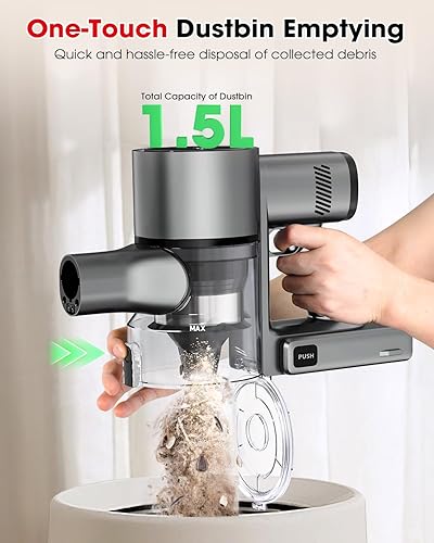 Miniatura 6 de Aspiradoras inalámbricas para el hogar, hasta 55 minutos, potente succión, resistente a los enredos, ligera, recargable con soporte de pared para