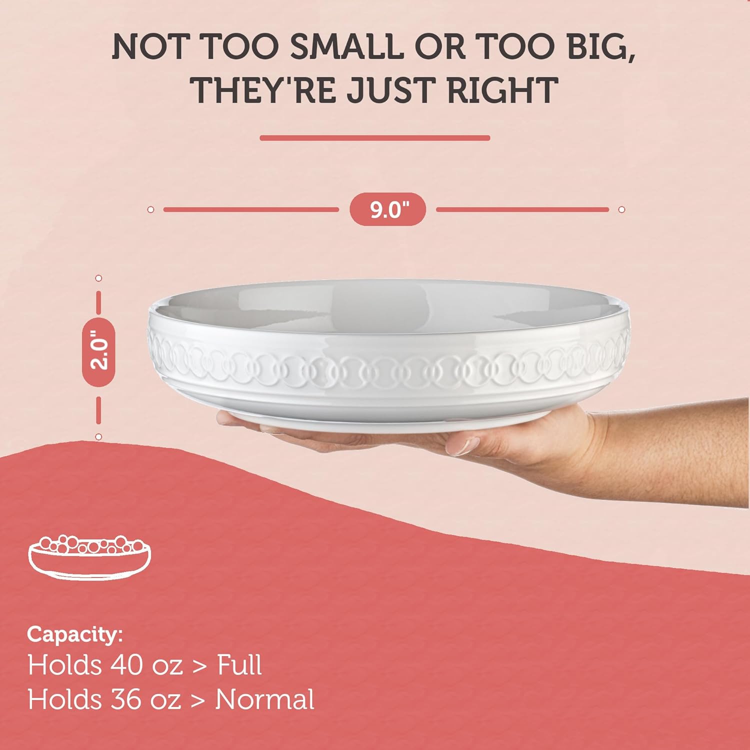 Annovero White Blates, Twelve Piece Set | Cute and Colorful Porcelain Dinnerware for Kitchen | Microwave and Oven Safe.