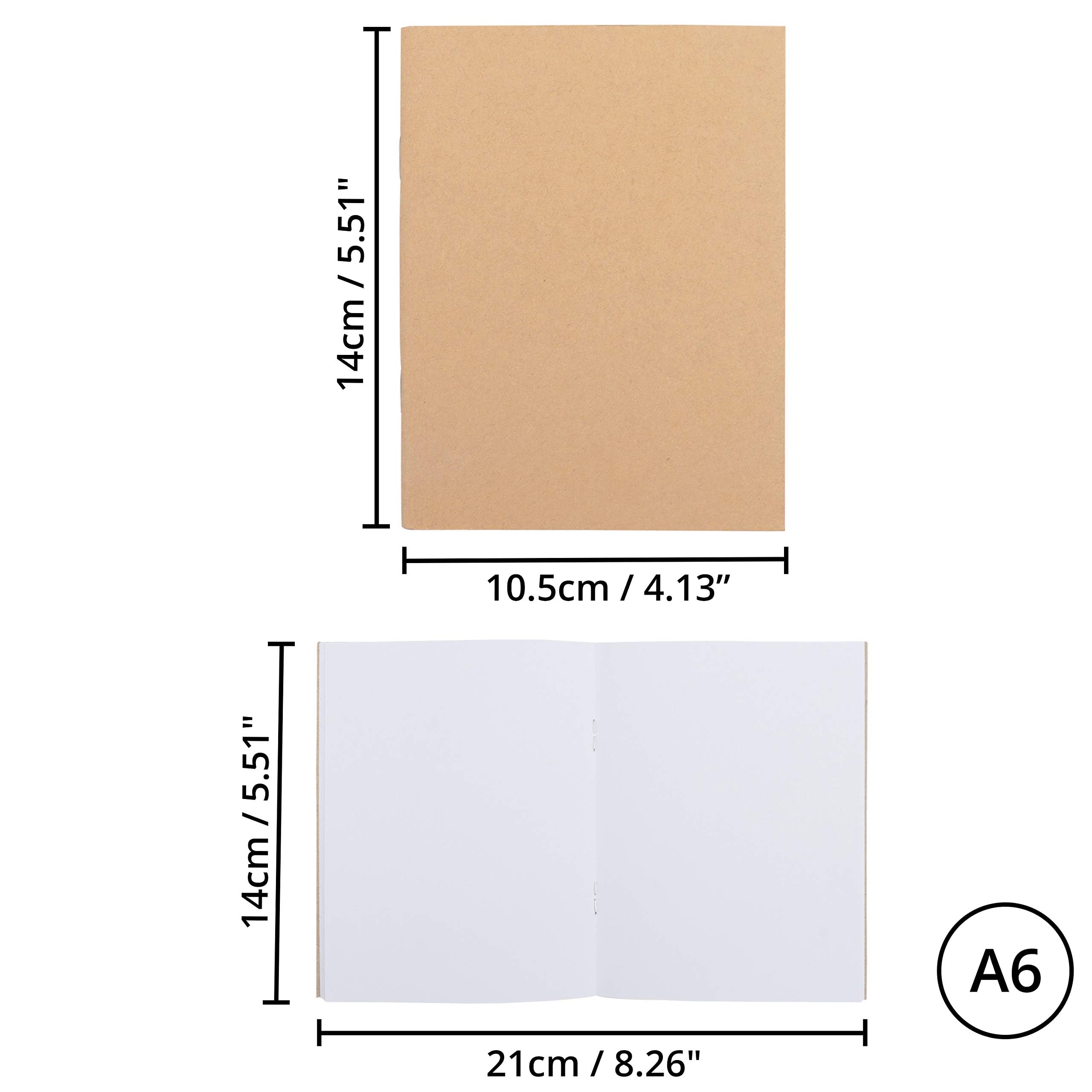 BELLE VOUS Set 48 Quaderno Appunti Kraft Copertina Marrone A6 10,5 x 14 cm 24 Pagine Bianchi Quadrati per Viaggi Ufficio