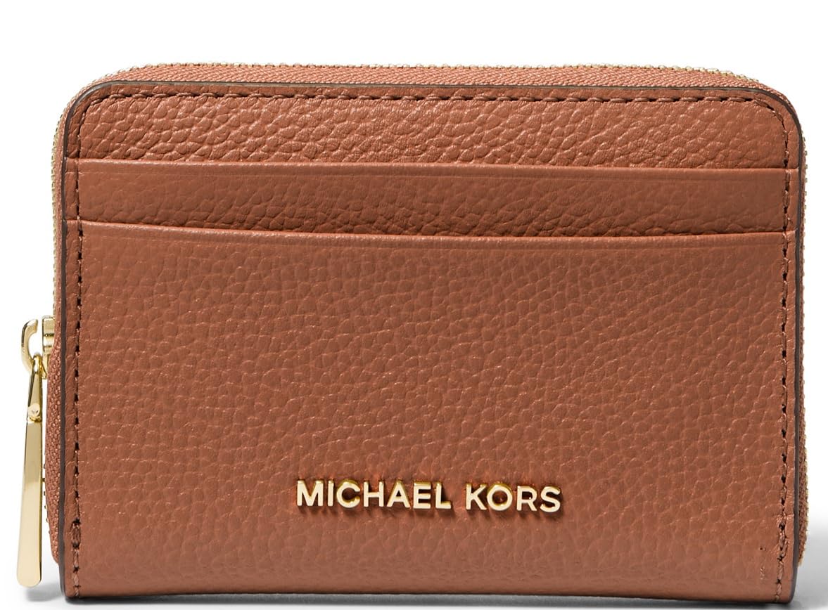Michael Kors Women's Brown Wallets & Cardholders, One Size, Grainy Leather Wallet With Zip Closure