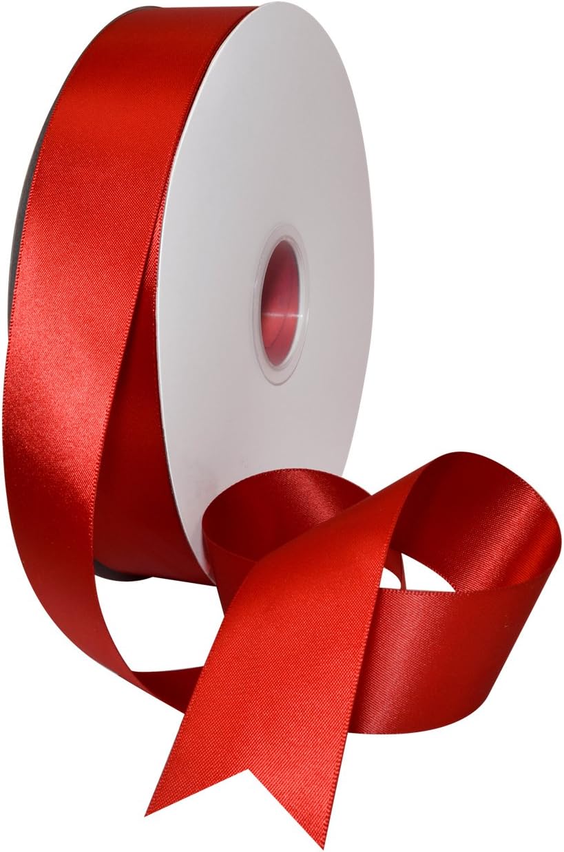 Morex Ribbon Double Face Satin Ribbon 1.5" X 100 YD Red Ribbon for Gift Wrapping, Birthday Gift Cards, Satin Dress for Women, Silk Ribbons for Crafts, Wedding Gifts for Couple