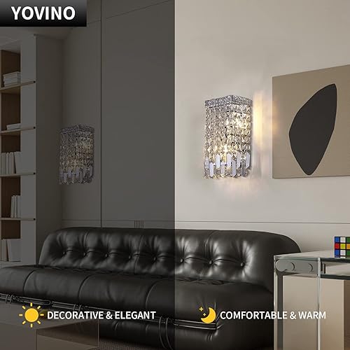 Miniatura 5 de YOVINO Aplique de cristal montado en la pared lámpara de pared plateada para mesita de noche decoración moderna de pared cromada con bolas de