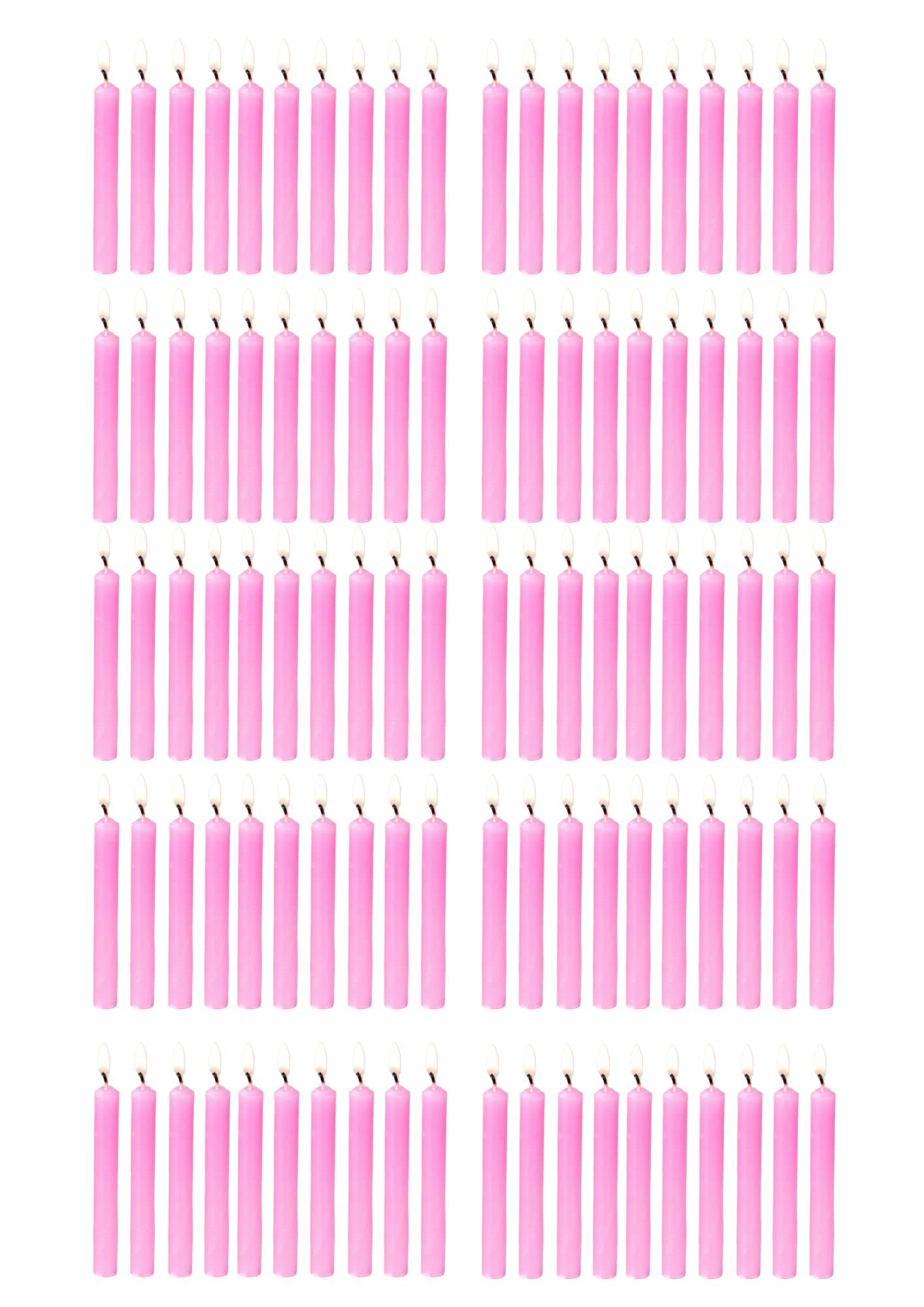 PROSPERRO LUMO Wax By Parkash Chime Candles/Stick Candle Set of 100 | Ritual Spell Unscented (Pink)
