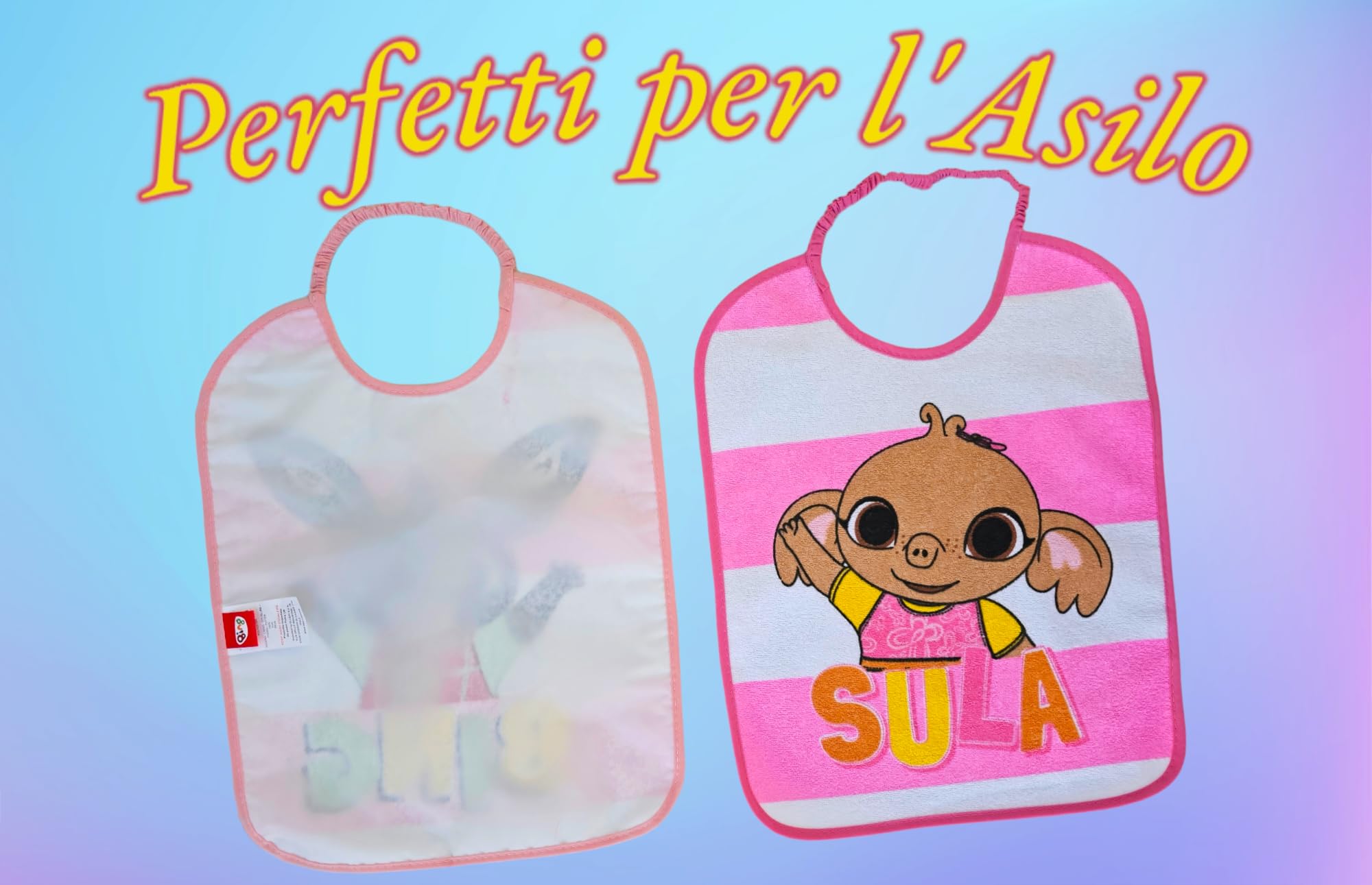 Ellepi Bing Bibs with Elastic Terry Cloth Waterproof Kindergarten Bibs, Sula grande, One size - Image 3