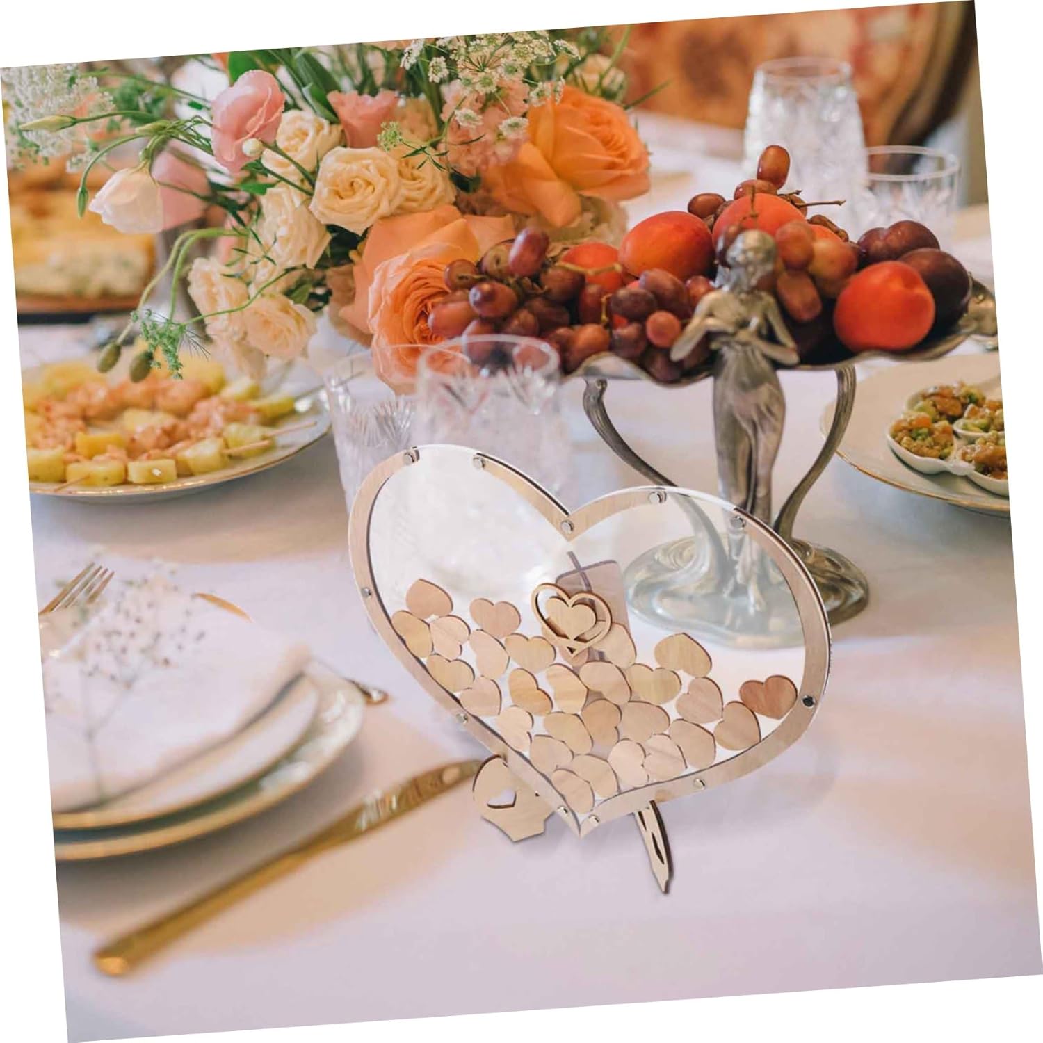 Alipis 1set Heart-Shaped Wooden Guest Book Alternative for Weddings Birthdays Unique Message Capture Frame Meticulously Crafted Sturdy Design Versatile Decor for Special Occasions