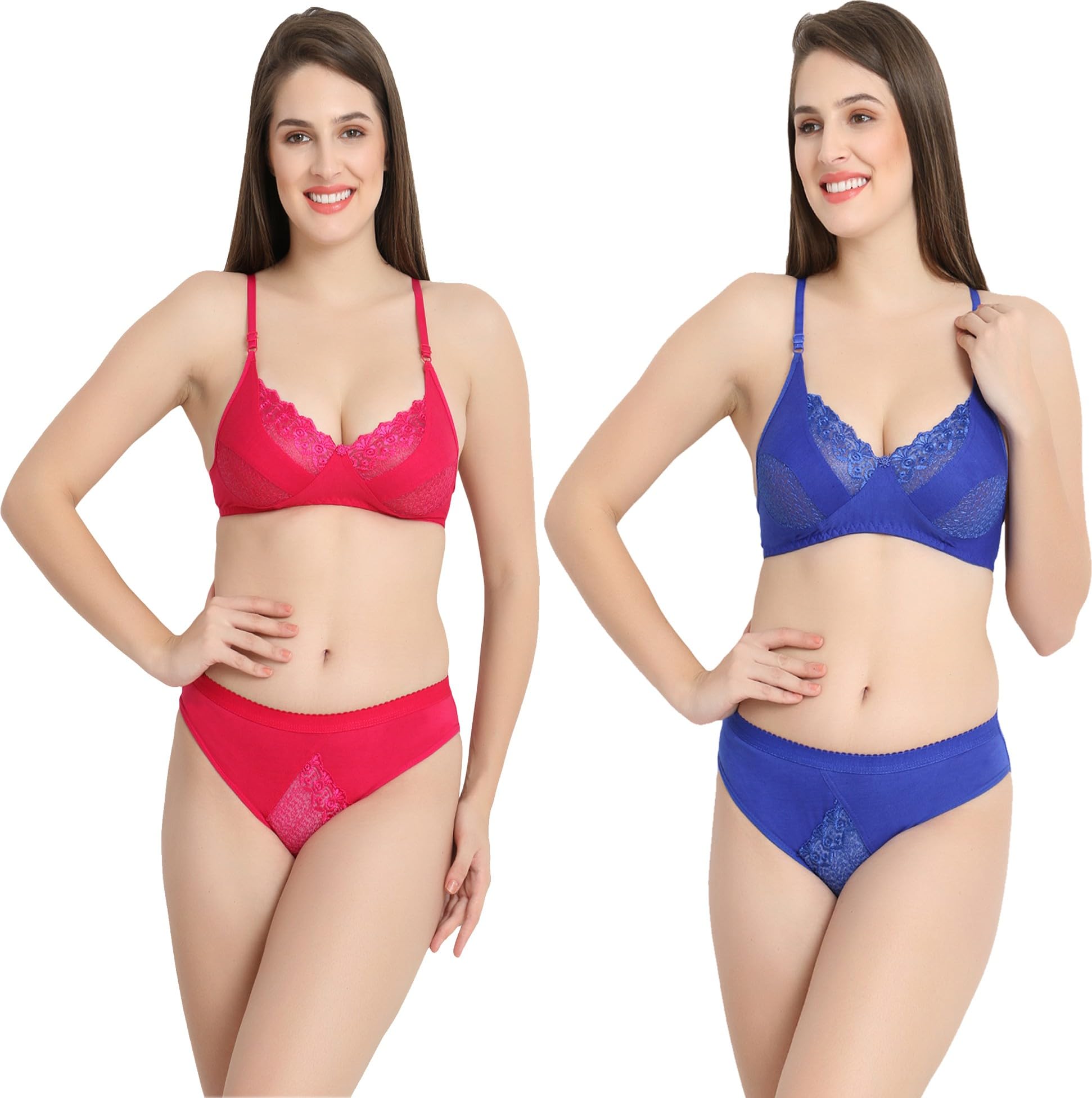 tace Women Stylish Cotton Bra and Underwear Set (JHA_Monika_PinkPurple_30pt)-picture-2