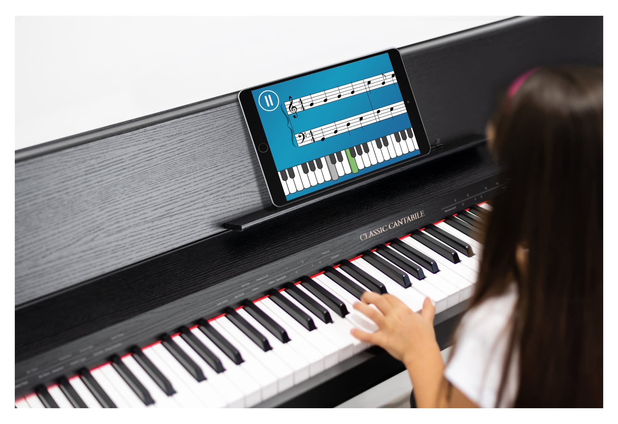 Classic Cantabile DP-S1 SM E-Piano Schwarz matt, 64-fache Polyphonie | 88 gewichtete Tasten mit Hammermechanik, Anschlagsdynamik in 5 Stufen einstellbar, 1 interner Demo-Song, 10 Klänge, Dual