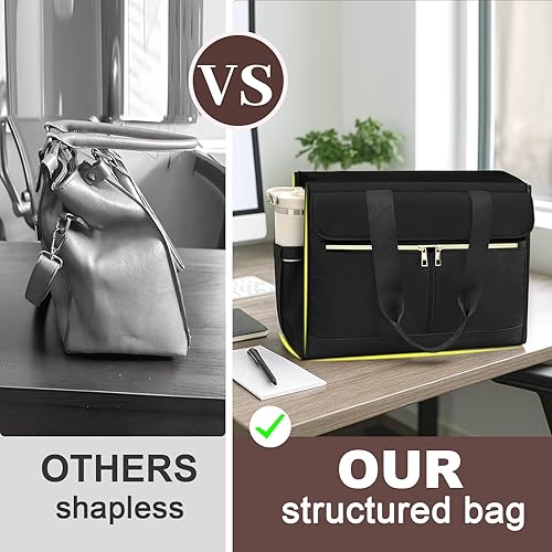 Miniatura 7 de Bolsa para laptop para mujer, bolsa de trabajo con bolso, bolsa de mano de 15.6 pulgadas con compartimentos, bolsa de computadora para profesora de